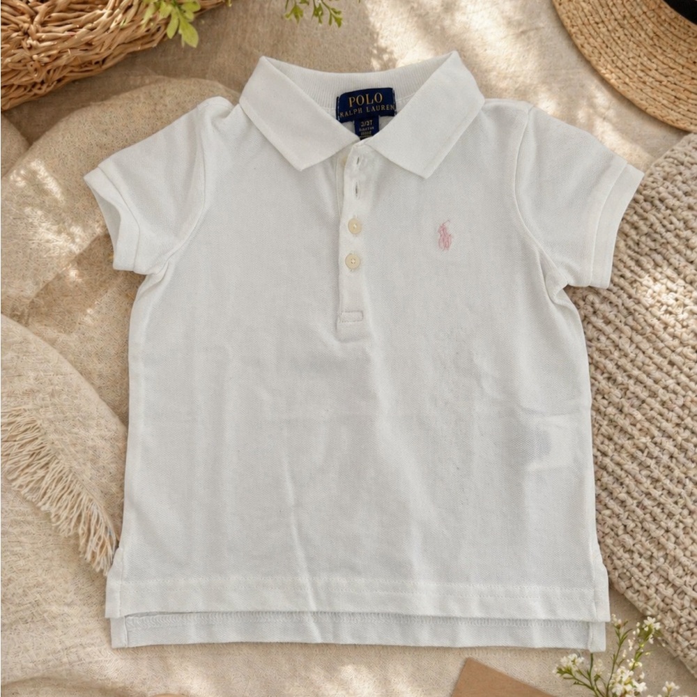 Polo by Ralph Lauren Kids White Polo with Pink Logo NWOT